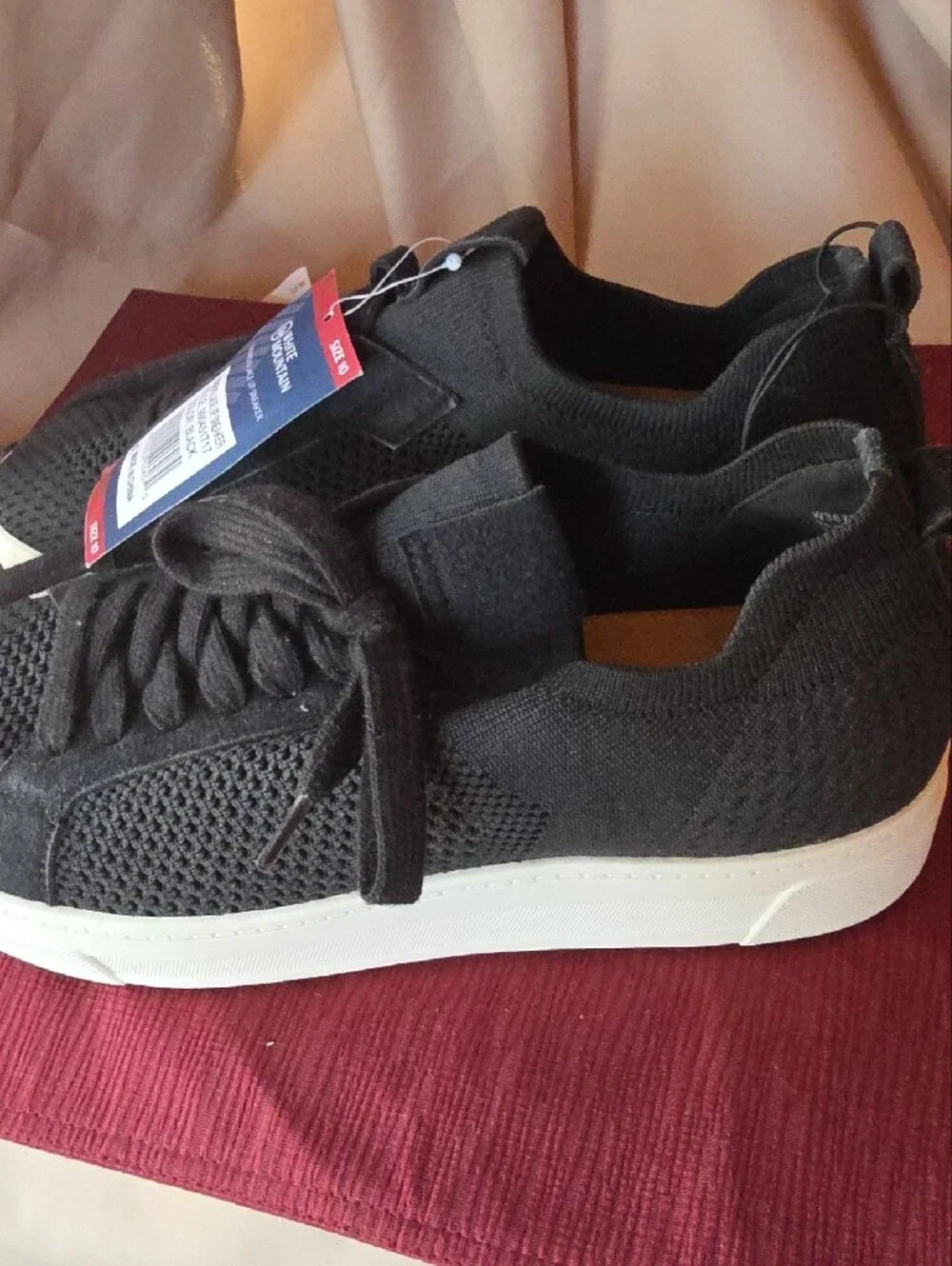 White Mountain Women's Black Knit Slip On Lace-Up Sneakers Sz 10 Durable Comfort
